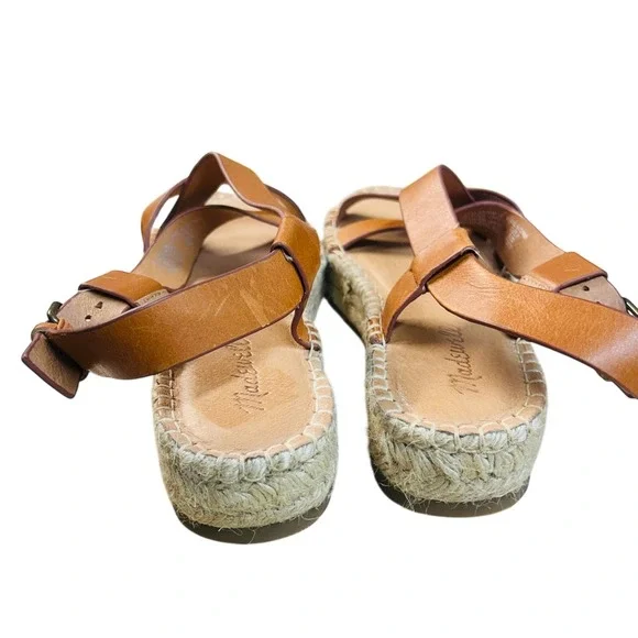 Madewell The‎ Malia espadrille Sandal in Burnished Caramel Leather Size 8 - Picture 6 of 7